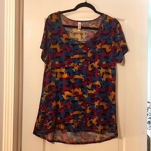 LuLaRoe Classic T L Dachshund print